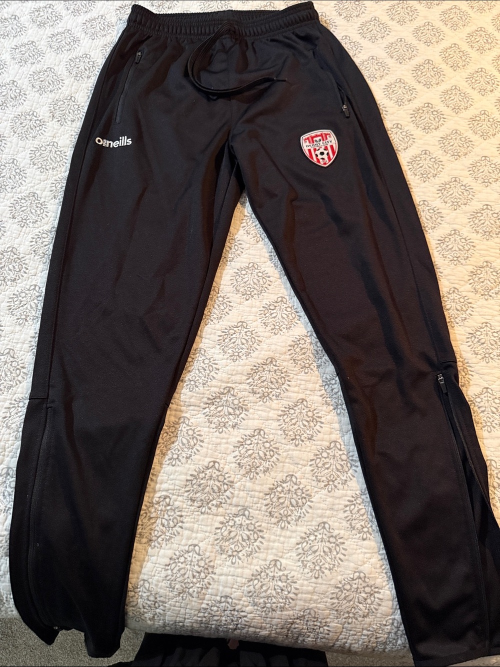 O'Neills Black soccer Pants with Derry City Crest- NWOT